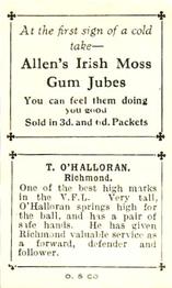 1934 Allen's VFL Footballers #15 Tom O'Halloran Back